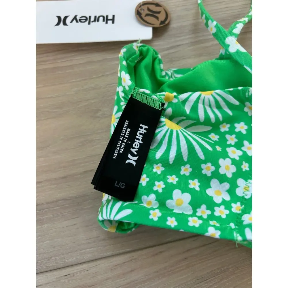 Hurley Pop Blooms Bandeau Bikini NWT Size Large